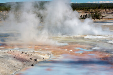 Geysers in Yellowstone National Park, Wyoming, USA.