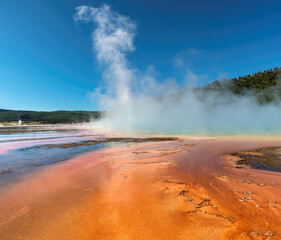 Amazing view of Grand Prismatic Spring, Yellowstone, Wyoming, USA