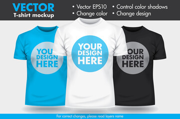 Replace Design with your Design, Change Colors Mock-up T shirt Template - obrazy, fototapety, plakaty