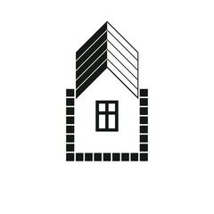 Simple architectural construction, house abstract vector symbol, can be used in real estate business and engineering. Design element.