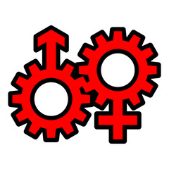 Men an Woman bring into play each other Interaction between sexes Vector gender symbols icon. Mars and Venus, male and female glyphs. Flat graphic design for web design, mobile app, infographics