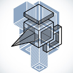 3D engineering vector, abstract shape made using cubes and geometric forms.