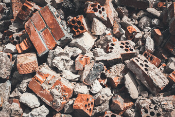 Broken building. Bricks.