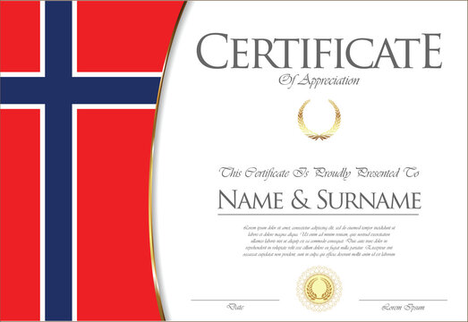 Certificate or diploma Norway flag design