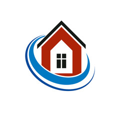 Construction company abstract vector symbol, building corporation. House design element, simple property developer or estate agency icon.