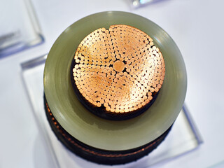 Large copper power cable in section