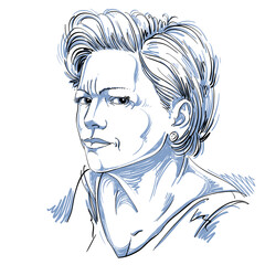 Vector portrait of attractive woman, illustration of good-looking female expressing doubt. Person emotional face expression, disbeliever idea.