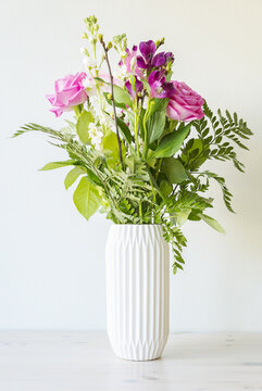 Flower bouquet in white vase