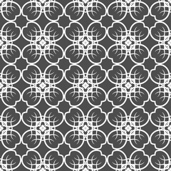 Grey ornamental seamless wallpaper pattern, vector illustration