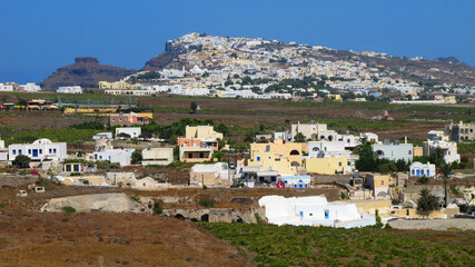 Fototapeta na wymiar Photo of iconic Santorini volcanic island at summer, Cyclades, Greece