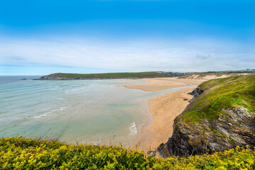 Crantock Beach and Pentire Point, Newquay, Cornwall, UK