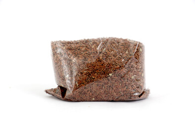 flax seeds on white background