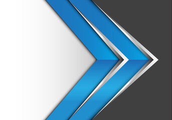 Abstract blue silver arrow on gray white design modern background vector illustration.