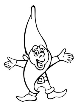 Cute cartoon gnome. Coloring page for adults and children. Vector clip art.