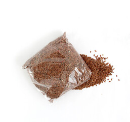 flax seeds on white background