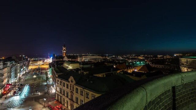 Time lapse over Helsingborg at night
