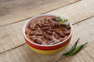 Kidney beans with gravy. Famous Rajmah or Rajma in Indian food, full of protein.