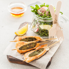 Chicken Skewers with Apple Rocket Salad
