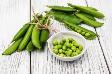 green peas on a table