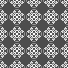 Grey ornamental seamless wallpaper pattern, vector illustration