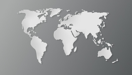 Fototapeta na wymiar 3D World Map With Shadow
