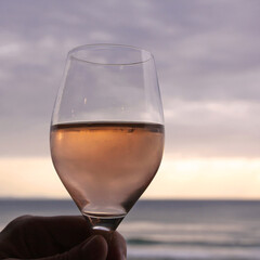 rose wine at sunset