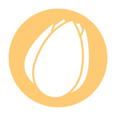 Tulip sign. Flat white icon in orange circle isolated on white. Vector illustration.