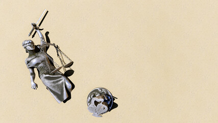 Broken lady of justice 3d rendering - 157705501
