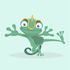 Cute chameleon. Vector illustration.