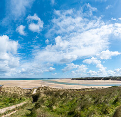 The mouth of the River Hayle seen from Lelant Towans. Hayle Towans can be seen on th eother side of the river.