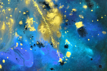 Fototapeta na wymiar Colorful watercolor gradient space background in inversion 