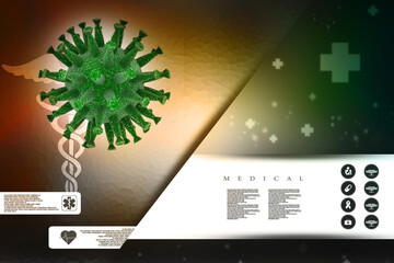 3d rendering Virus bacteria cells background