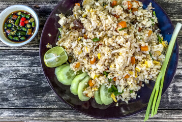 Vegetable Fried Rice on Rough Table