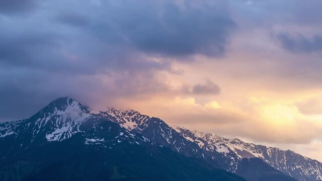 4K Timelapse Clouds at Sunset over the Mountain at Mosern Tyrol Austria