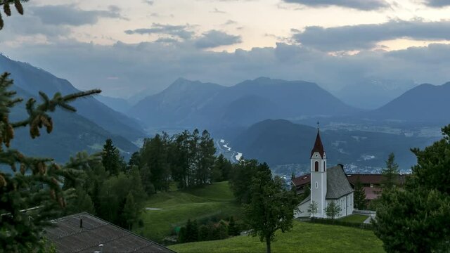 4K Timelapse Church by day A little place of happiness at Mosern Tyrol Austria