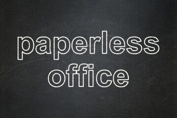 Finance concept: Paperless Office on chalkboard background