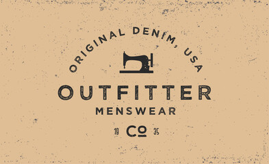 Typography label for apparel company, logotype in vintage style
