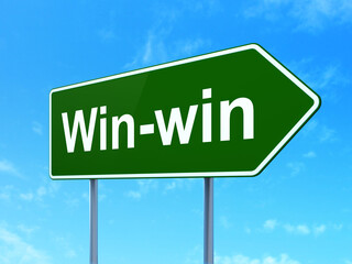 Business concept: Win-Win on road sign background