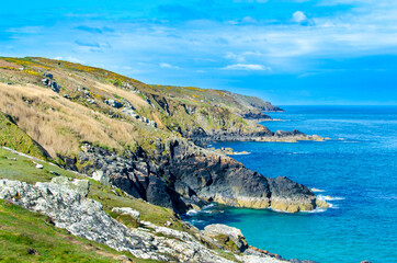 The North Cornwall Coast, looking west from Burthallan Cliff and Clodgy Point near St Ives.