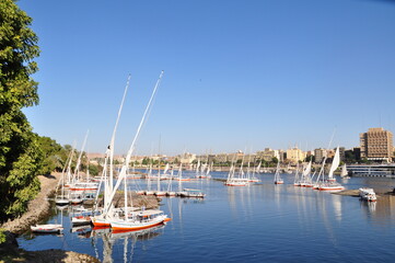 Fototapeta na wymiar Feluccas in Nile River, Egypt