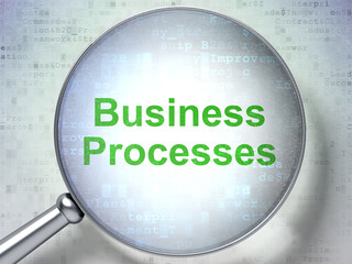 Business concept: Business Processes with optical glass