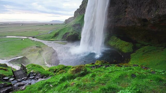 Fantastic landscape of mountains and waterfalls in Iceland.