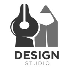 Design studio vector icon template of pen tip and pencil
