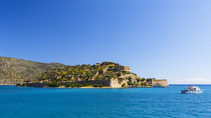 Fototapeta na wymiar Historical site of Spinalonga island on a sunny spring day, Crete, Greece. 