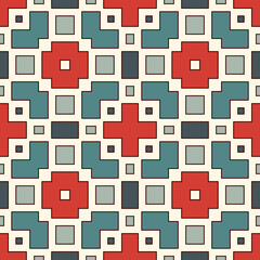 Seamless pattern with geometric figures. Repeated squares and rhombuses ornamental abstract background.