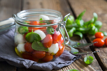Caprese salad in a jar