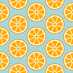 Round Slices Oranges Seamless Pattern Retro Turquoise