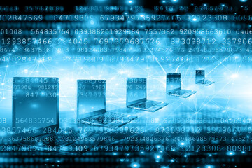 Best Internet Concept of global business. Globe,laptop on technological background. Electronics, Wi-Fi, rays, symbols Internet, television communications