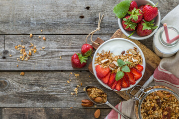 Breakfast - yogurt with granola and straberries