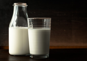 Fresh Milk in a bottle and a glass